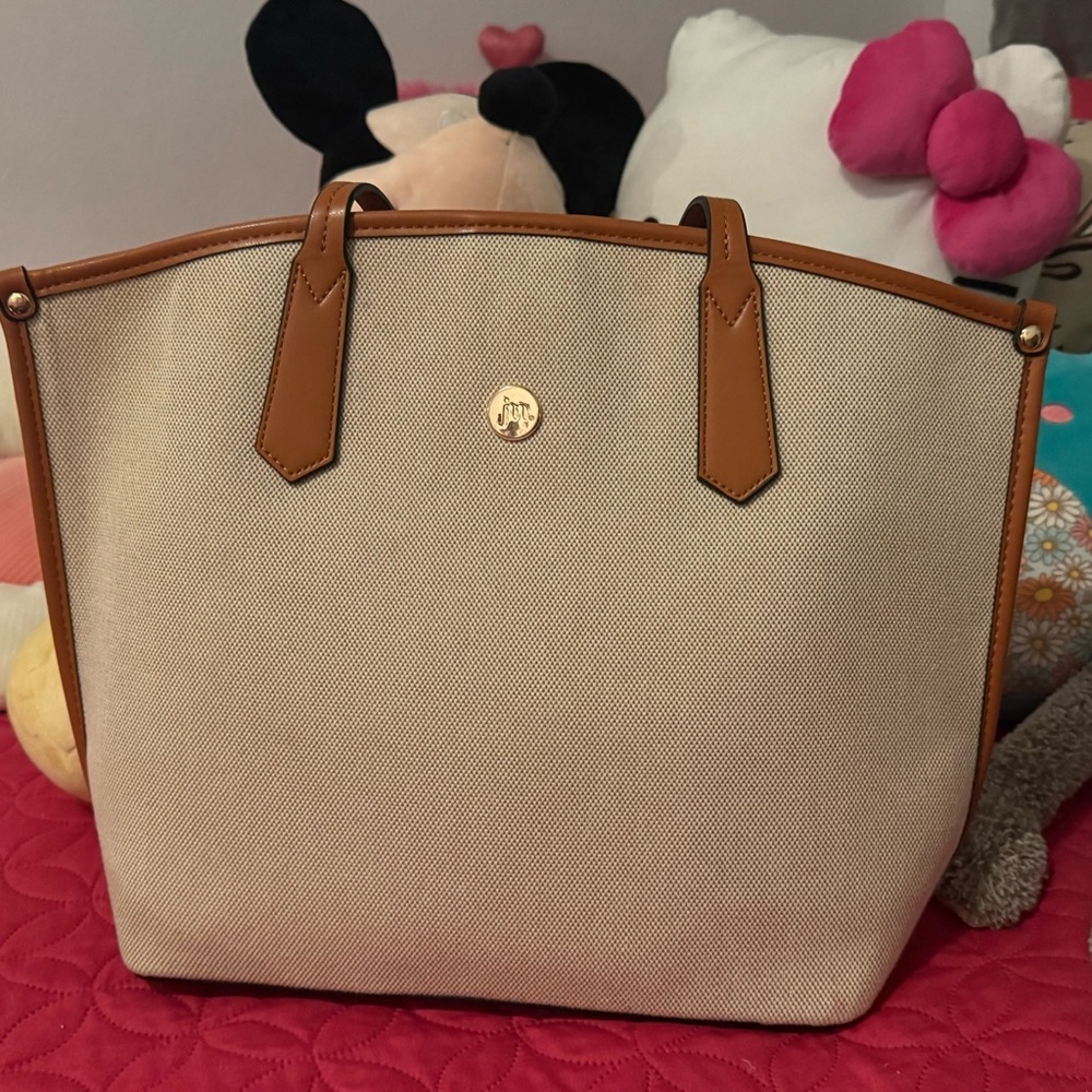 NWOT Beige Canvas Tote with Tan Trim - Classic Everyday Carry